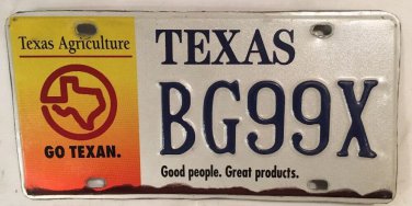 Texas AGRICULTURE license plate TX Go Texan Ranch Farm Farmer Cowboy Cattle Cow