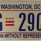District Columbia Taxation license plate D.C. USA Graphic Washington DC #DG 2907