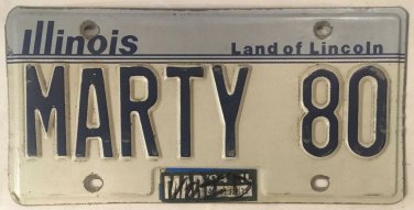 Vanity MARTY MARTIN 1980 license plate Marti Marten Morten Mart Martyn Martino