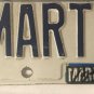 Vanity MARTY MARTIN 1980 license plate Marti Marten Morten Mart Martyn Martino