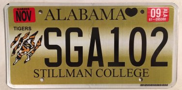 STILLMAN TIGERS license plate Wild Wildlife Animal Bengal Tiger Tuscaloosa Zoo