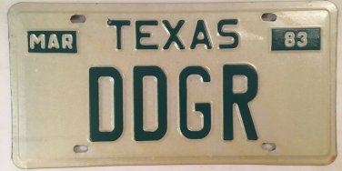 TX vanity MLB Los Angeles DODGERS FAN World Series license plate baseball 1983