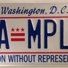 Washington District Columbia Taxation license plate SAM D.C. USA Capital DC