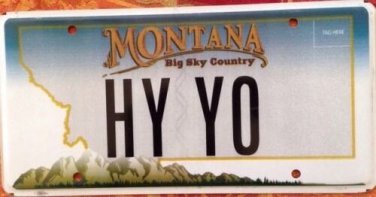 Montana vanity HY YO license plate Hello Hi Slang You Introduction Greet