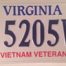 VIETNAM VETERAN license plate Military Saigon War Service Medal VVA 5205 VV