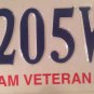 VIETNAM VETERAN license plate Military Saigon War Service Medal VVA 5205 VV