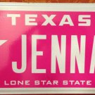 TX vanity JENNA License plate Jen Jennifer Jenny Cancer pink Fight Cure survivor