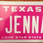 TX vanity JENNA License plate Jen Jennifer Jenny Cancer pink Fight Cure survivor