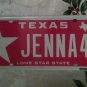 TX vanity JENNA License plate Jen Jennifer Jenny Cancer pink Fight Cure survivor