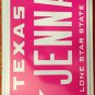 TX vanity JENNA License plate Jen Jennifer Jenny Cancer pink Fight Cure survivor