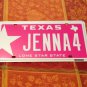 TX vanity JENNA License plate Jen Jennifer Jenny Cancer pink Fight Cure survivor