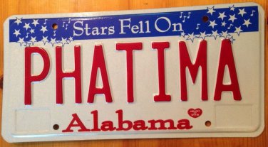 AL vanity PHATIMA Fatima license plate Fatma Fateema Fatimah Fatmah arabic