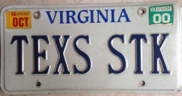 Virginia vanity TEXAS STUCK STEAK license plate TX Stick Meat Food Geography