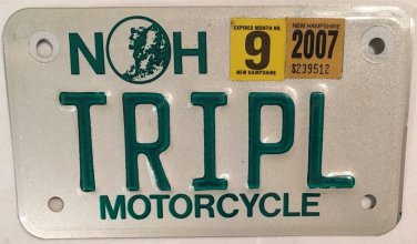 NH Hampshire MOTORCYCLE vanity TRIUMPH Speed TRIPLE license plate Rocket Daytona