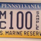 Pennsylvania US MARINE CORPS RESERVE license plate USMC Leathernecks Marines 100
