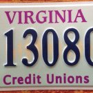 Virginia CREDIT UNION license plate Union Money Bank Pay Dollar Check Coin Loan