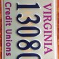 Virginia CREDIT UNION license plate Union Money Bank Pay Dollar Check Coin Loan