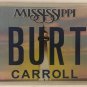 Vanity JEFF BURTON license plate Roush Racing Driver NASCAR team Stock Car Race
