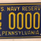 Pennsylvania U.S. NAVY RESERVE license plate Sailor USN NSA Mechanicsburg Naval
