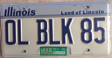 Illinois vanity OLD BLACK 85 license plate Classic Muscle Car Mustang Ford Chevy