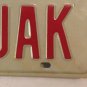 Vanity SLOW JAKE JACK license plate Jacob Jacky Jackie Jaky Jakob James Jamie Ja