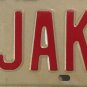 Vanity SLOW JAKE JACK license plate Jacob Jacky Jackie Jaky Jakob James Jamie Ja