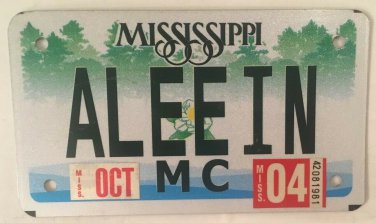 MOTORCYCLE vanity EILEEN AILEEN license plate Aleein Ale Aleen Alee Aleen Aline