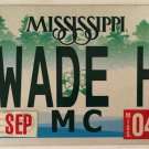 MOTORCYCLE vanity WADE H license plate Waddell Wadell Wayde Waydell Wadey Waide