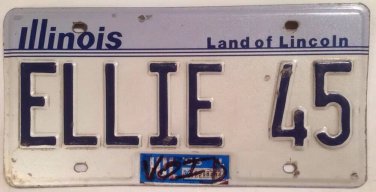 Vanity ELLIE 45 license plate Elise Eleanor Elaine Ellen Eloise Elizabeth
