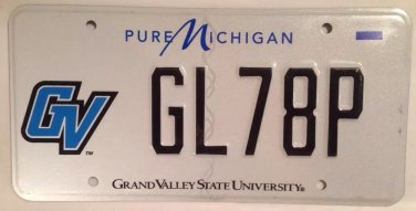 Michigan GRAND VALLEY STATE UNIVERSITY license plate Lakers Allendale College MI