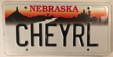 Nebraska vanity CHEYRL CHERYL SHERYL license plate CHERRYL Sherryl