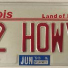 IL vanity 92 HOWY HOWIE HOWARD license plate 1992 Howe Howen Hewie Chicago