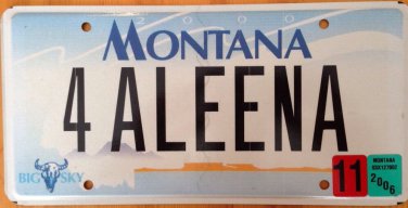 Vanity 4 ALEENA ALENA license plate Allena Aline Lena Lina Leena Adelina Alyna