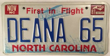Vanity DEANA 1965 license plate Dinah Dina Dena Diana Deena Diannah Deanna Dean