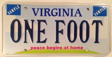 Vanity ONE FOOT license plate Song Fun Amputee Measure in Front Of  Other Grave