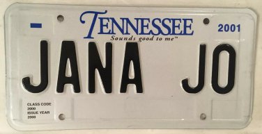 Vanity JANA JO license plate Janice Joseph Joe John Jon Jonathan Jan Joanna Jane