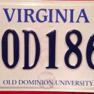 Virginia Old Dominion University MONARCHS license plate ODU Norfolk Big Blue VA