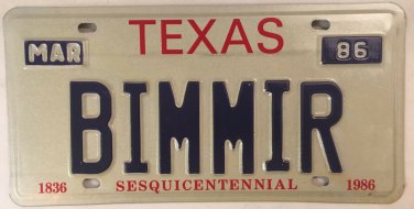 Vanity BMW BIMMER license plate German Auto Bayerische Motoren Werke car Beamer