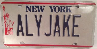 New York vanity ALY JAKE license plate Jacob Jack Jay Jackie Alyssa Allison Alli