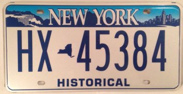 New York HISTORICAL Empire license plate HX Classic Muscle Car Antique Auto