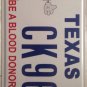 Texas GIVE BLOOD DONOR license plate cowboy Donation transfusion Platelet Draw