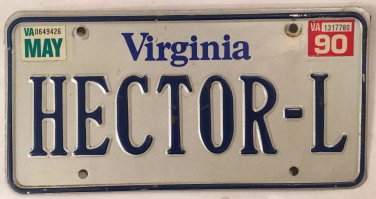 Vanity HECTOR L license plate Greek Homer Prince Troy Ector Heitor Ettore Heckie