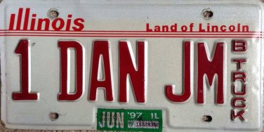 Vanity 1 DAN JM Jim license plate Daniel Danny Dannie Danielle James Jimmy Danna