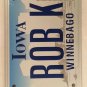 Iowa vanity ROB K ROBERT license plate Robby Robbie Bob Bobby Winnebago County