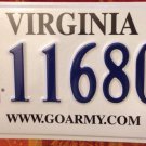 Virginia U.S. Army license plate Military USMC veteran Vet Infantry West Point