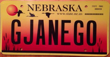 Nebraska vanity GO JANE GO license Plate Jayne Janet Janice Jany Janine Jan Jana