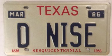 Rare Sesquicentennial vanity DENISE license plate Dennis Denice D Niece Nise