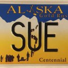 AK vanity SUE SUSAN license plate Suzanna Suzan Susannah Suzie  Suzy Susi Susana