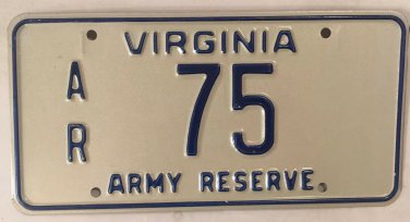 U.S. ARMY USAR license plate Low #75 Infantry Reserve VMI Military