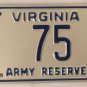 U.S. ARMY USAR license plate Low #75 Infantry Reserve VMI Military
